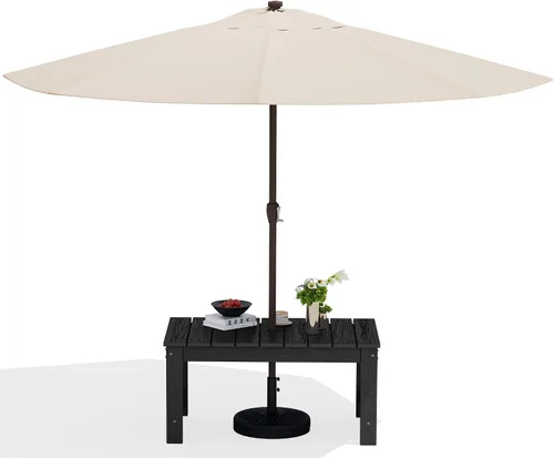 Vista 20 de SERWALL HDPE - Mesa auxiliar para exteriores con agujero para paraguas, color negro