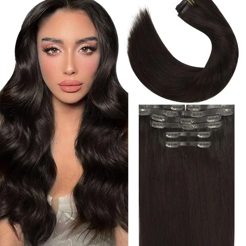 Vista 60 de Lacer Extensiones de cabello humano Remy sin costuras, color negro #1, ultra fino, doble trama de poliuretano, invisible, 7 unidades, 4.33 oz