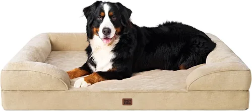 Vista 98 de EHEYCIGA – Cama ortopédica impermeable para perros pequeños, de espuma viscoelástica tipo caja de huevos, con bordes elevados y base antideslizante