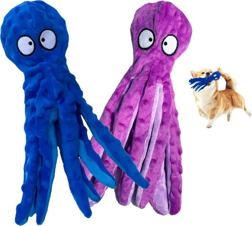 Vista 8 de Juguetes chirriantes para perros para razas pequeñas, medianas y grandes, resistentes, duraderos y suaves juguetes de peluche arrugados