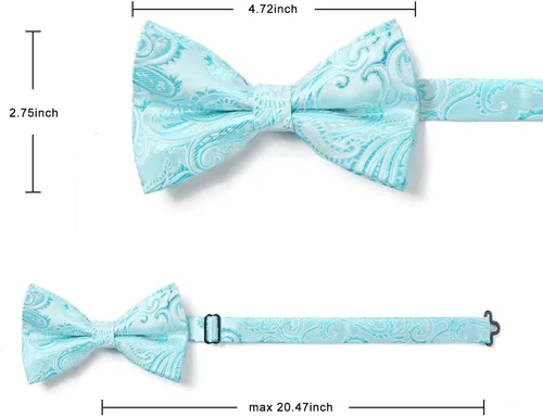 Vista 6 de HISDERN Pajaritas para hombre pre-atadas Paisley pajaritas de bolsillo cuadrado conjunto de pajarita para hombre fiesta de boda