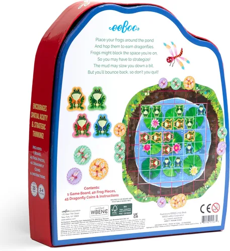 Vista 2 de eeBoo Juego de mesa con forma de rana Hopkins, galardonado juego de estrategia espacial y salto de ranas, diversión sin pantalla para 2 a 4