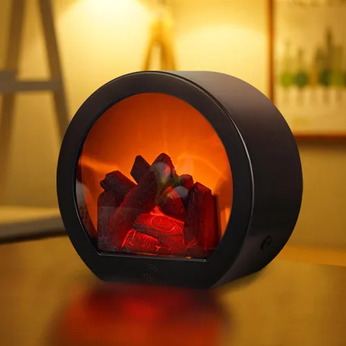 Vista 5 de Ragyzity Faroles LED portátiles sin llama, luz de chimenea con efecto de llama de registro de simulación LED, interruptor táctil, llama