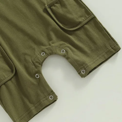 Vista 143 de Mameluco unisex de manga corta para bebé recién nacido, con botones, de una pieza, ropa de color sólido