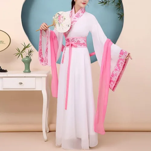 Vista 3 de Vestido tradicional de Hanfu para mujer, disfraz de princesa china, disfraz de cosplay clásico de danza