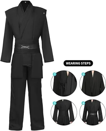 Vista 4 de Adult Mens Costume Robe Cosplay Halloween Cloak Tunic Belt Set