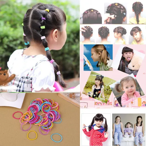 Vista 3 de Coobbar 100 piezas de lazos elásticos para el cabello para mujer, cuerdas para coleta de caballo (rojo)