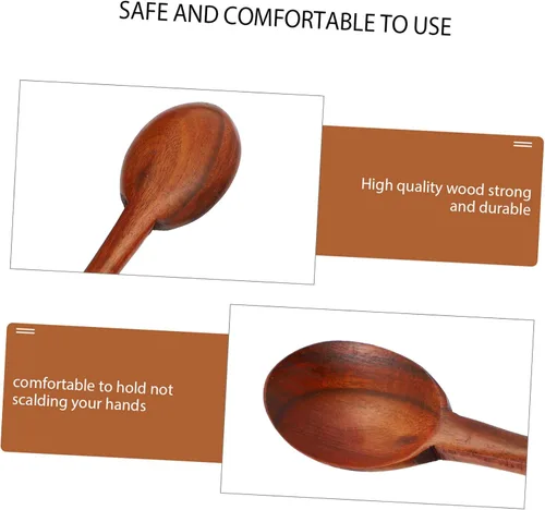 Vista 8 de SHOWERORO Cucharón de madera para cocina, cuchara de madera, cuchara de servir cuchara de madera para cocinar, resistente, fácil de limpiar para uso
