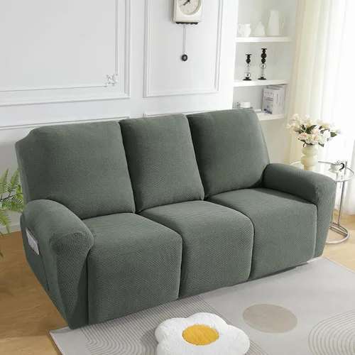 Vista 2 de JIVINER Fundas de sofá reclinable de 8 piezas, fundas elásticas de jacquard para sofá reclinable, fundas para sala de estar, protector suave de 3