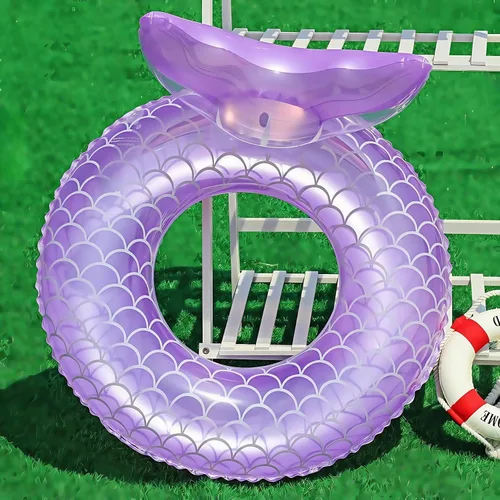 Vista 6 de Flotador de sirena para piscina, tubo de piscina para niños, cola de sirena inflable, anillos de natación, actividades acuáticas, suministros