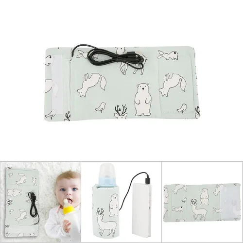 Vista 5 de Calentador de biberones USB para bebés, portátil, con dibujos animados, botella de leche, calentador de viaje, calentador portátil para calentar