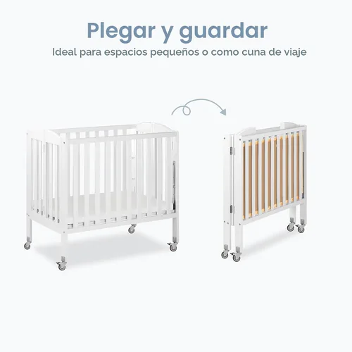 Vista 4 de Dream On Me Cuna lateral estacionaria plegable 3 en 1 en blanco, certificado Greenguard Gold, mini cuna