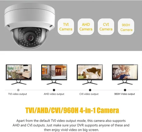 Vista 4 de Real HD 4MP Analógica coaxial domo TVI CVI cámara de vigilancia de seguridad CCTV, 2.8mm 100° ángulo de visión amplia, 65 pies visión nocturna IR