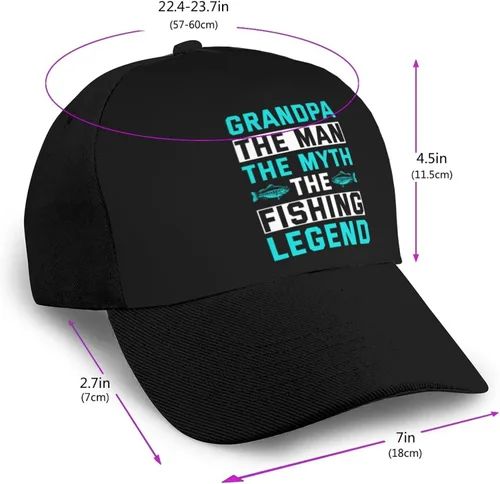 Vista 5 de KOSPOGO Grandpa The Man The Myth The Fishing Legend Baseball Cap for Men Women Baseball Hat Outdoor Casual Breathable Caps Adjustable Trucker Hat