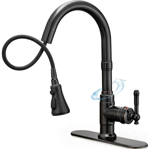 Vista 11 de Grifos de cocina con rociador desplegable de níquel cepillado de 3 modos, grifo de fregadero de cocina con resorte de una sola manija de 3 agujeros