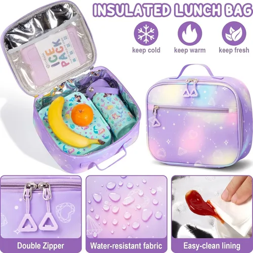 Vista 5 de Fimibuke Mochila infantil para niñas escolares, mochila impermeable con A1. Rosa diamante