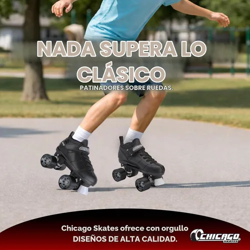 Vista 6 de Chicago Skates Bullet Speed Roller Skates – Adjustable Quad Roller Skates Women Men, Durable Skates, Top Performance with Front Stopper, 62mm Negro