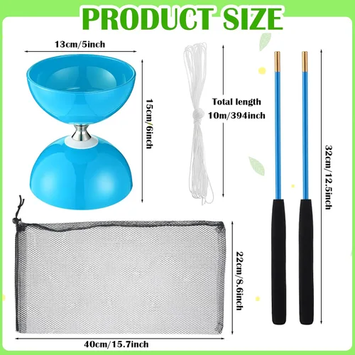 Vista 2 de Hungdao Juego de 5 diábolos chinos con triple rodamiento chino Yoyo de 5 pulgadas, varios colores, Diábolo Big Yoyo con palos de fibra de vidrio