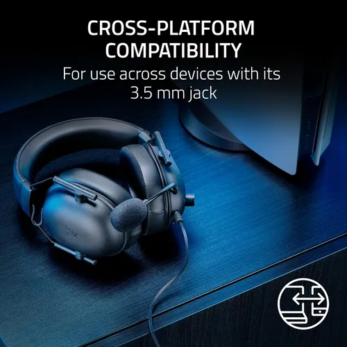 Vista 7 de Razer BlackShark V2 X PlayStation Gaming Headset: 50mm Drivers - Cardioid Mic - Lightweight - Comfortable, Noise Isolating Earcups - for PS5, Xbox