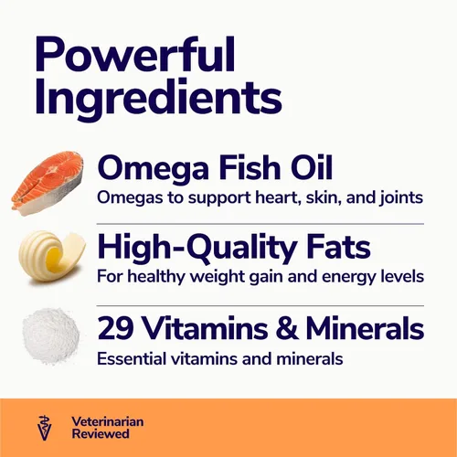 Vista 4 de MIRACLE VET Ganador de peso alto en calorías para perros y gatos - Suplemento nutricional multivitamínico en gel, aceite de pescado Omega, calcio