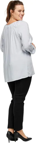 Vista 4 de Ellos Túnica campesina con cuello de corbata en talla grande para mujer