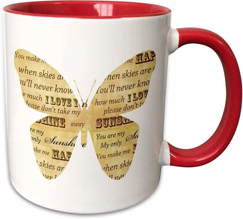 Vista 8 de 3dRose PS Inspirations – You are my sunshine inspiational mariposa – Tazas, Negro/Blanco