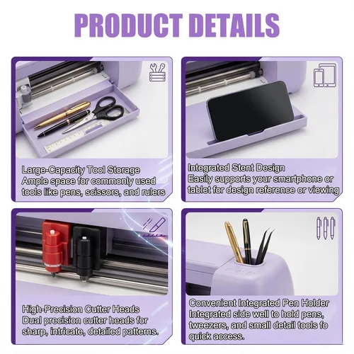 Vista 5 de Máquina automática de corte y estampado en relieve, máquina cortadora de manualidades de escritorio de precisión para más de 100