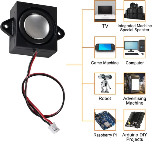 Vista 6 de ACEIRMC 4pcs mini altavoz 3W 8ohm para Arduino con interfaz JST-PH2.0 para pequeños proyectos electrónicos 3.3V 5V