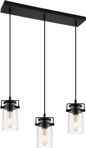 Vista 13 de foucasal Mini luces colgantes de granja de 4.7 pulgadas para isla de cocina 1 vidrio sembrado negro claro