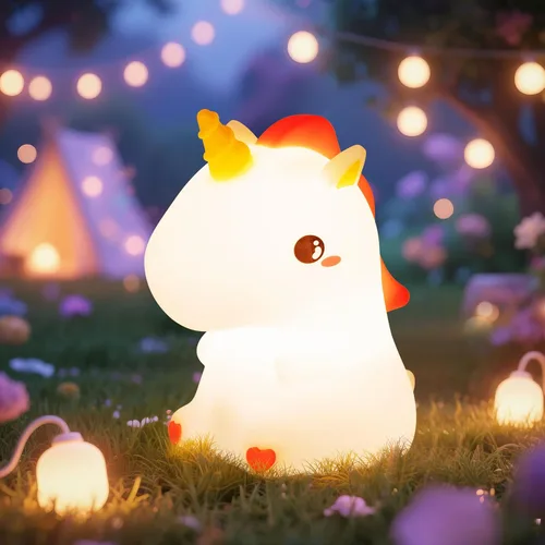 Vista 13 de Luz nocturna para niños, luz nocturna LED de silicona regulable recargable con 7 colores, lámpara de noche para guardería de bebé, lámpara táctil