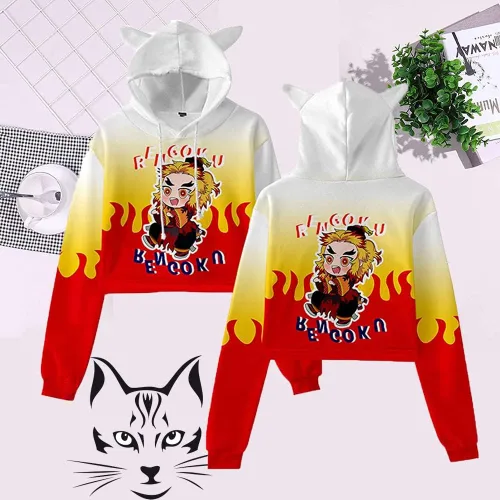 Vista 2 de Sudadera con capucha para mujer y niña, diseño de anime Slayer Kimetsu no Yaiba