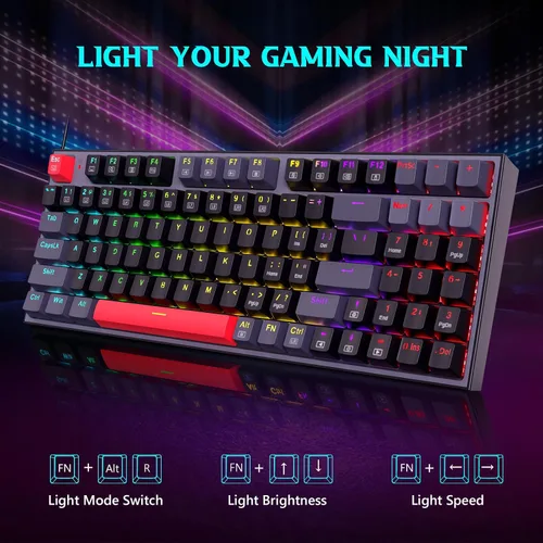 Vista 7 de Redragon Teclado mecánico, teclado para juegos con cable con 94 teclas, edición macro programable, almohadilla numérica, diseño compacto