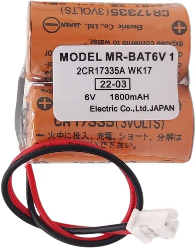 Vista 2 de MR-BAT6V1 2CR17335A WK17 6V 1800mAh PLC Batería con enchufe para Mitsubishi M80 Driver MR-J4 servo System