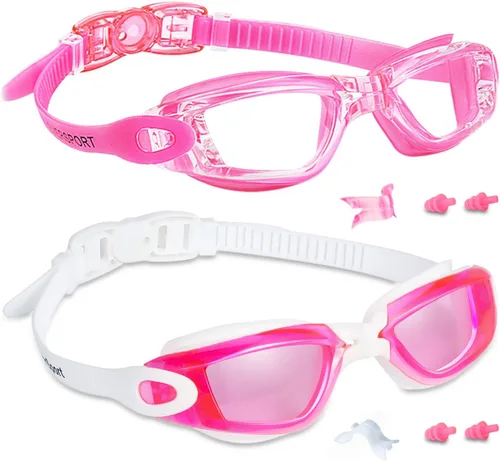Vista 12 de EverSport Gafas de natación para niños, paquete de 2 gafas de natación para niños y adolescentes, gafas de natación antivaho anti-UV para jóvenes