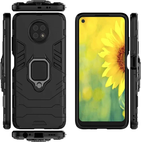 Vista 2 de Funda para Xiaomi Redmi Note 9T 5G/Redmi Note 9 5G, 2 en 1 híbrida resistente armadura a prueba de golpes Defender Kickstand Dual Layer Bumper Hard
