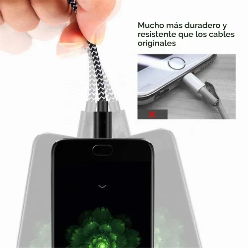 Vista 5 de Cable USB C, paquete de 5, 3/3/6/6/10 pies, trenzado de nailon Gris negro