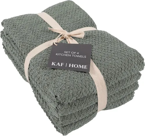 Vista 3 de KAF Home Juego de 4 toallas de cocina de rizo tipo palomita de lujo 20 x 30 pulgadas Paños de cocina 100% algodón (Verde Agave)