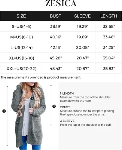 Vista 5 de ZESICA Women's 2024 Fall Casual Long Sleeve Open Front Soft Chunky Knit Sweater Cardigan Outerwear