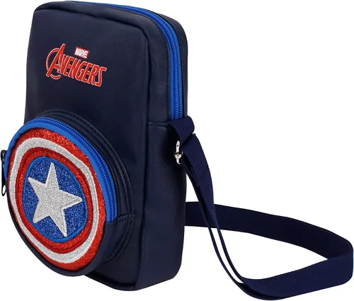 Vista 2 de Avengers Hero - Bolsa cruzada de piel sintética con bolsillo con cremallera y purpurina para niños y niños