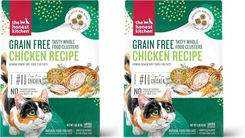 Vista 14 de The Honest Kitchen Clusters de comida para gatos de grado humano de comida entera sin granos de pollo seco, bolsa de prueba de 1 libra