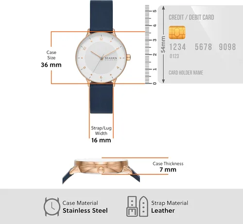 Vista 5 de Skagen Reloj minimalista de acero inoxidable para mujer