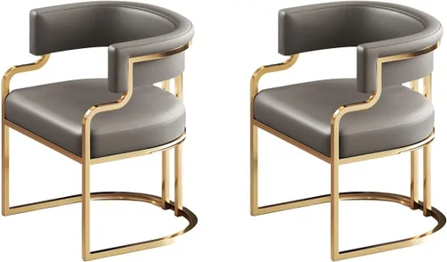 Vista 20 de Sillas de comedor de cocina para interiores, silla lateral tapizada para el hogar, silla con brazo de respaldo bajo, silla de comedor con piel