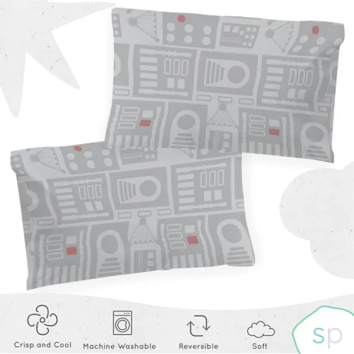 Vista 2 de Star Wars Dark Side Darth Vader Tech Paquete de 2 Fundas de Almohada Reversibles - Cubierta de Almohada de Algodón Orgánico 100% de Doble Cara