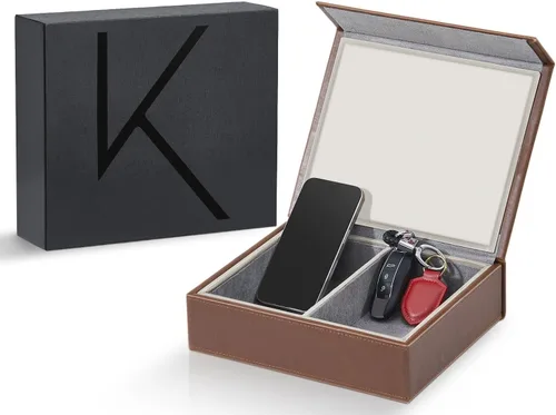 Vista 15 de KK7-DG Faraday - Caja protectora, blindaje de señal, llave antirrobo de coche y bloqueador RFID para vehículos, diseño compacto (verde aguamarina)