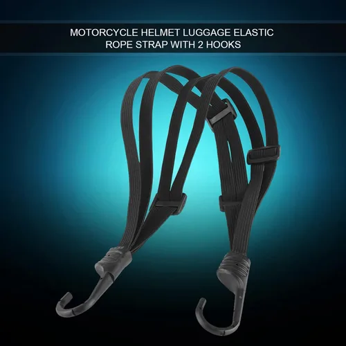 Vista 2 de Watris Veiyi Cuerda para casco, 63cm/24.8" correa para casco de motocicleta, correa elástica retráctil negra para equipaje con ganchos