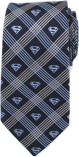 Vista 2 de Cufflinks Inc. Corbata Superman Shield Navy Plaid Hombre, Azul