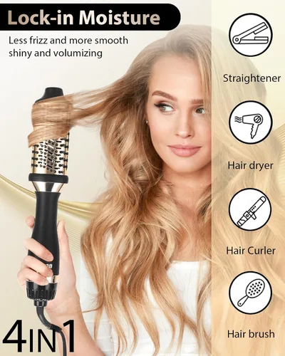 Vista 2 de Cepillo secador de pelo: Desmontable 4 en 1 con tecnología iónica, cepillo secador ovalado barril con tecnología iónica esponjoso, por debajo