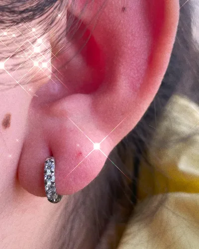 Vista 4 de Aretes de aro de acero inoxidable quirúrgico 316L de 0.316 onzas, 0.316 pulgadas, 0.394 pulgadas, 0.394 pulgadas, 0.472 pulgadas, aretes de lóbulo