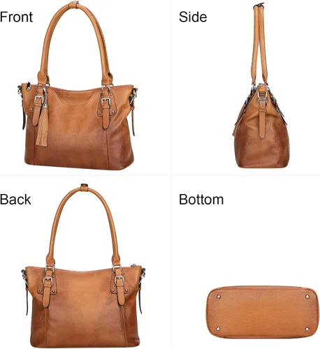 Vista 4 de Over Earth Bolsos de hombro para mujer, bolso cruzado de cuero suave