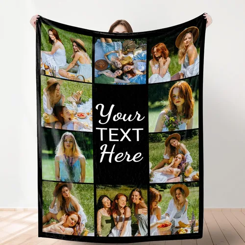 Vista 15 de Manta de fotos personalizada para bodas, parejas, fotos para familiares, amigos, regalos personalizados de Navidad y cumpleaños, fabricada